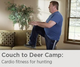 Couch to Deer Camp: man doing cardio activity in home