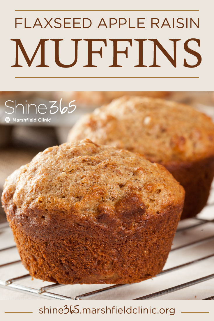 These flaxseed muffins are full of fiber and sweet apples and raisins