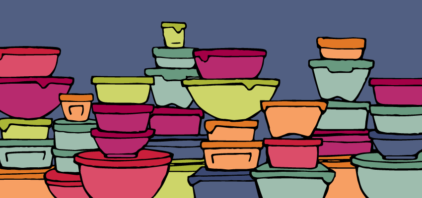 leftovers in bowls and plates