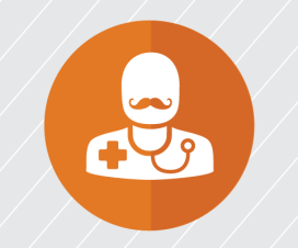 Man up series: Heart disease warning signs - doctor with mustache icon