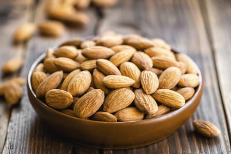 Bowl of almonds, a healthy snack