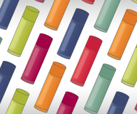 Pattern of colorful tubes of lip balm illustration