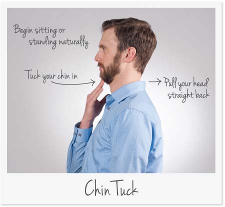 Man demonstrating chin tuck stretch