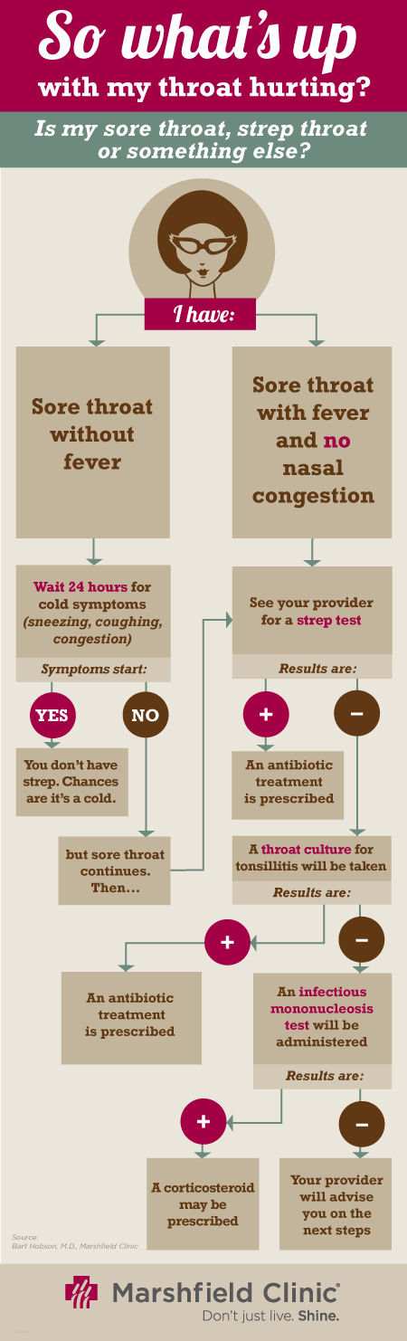 Strep throat vs sore throat flow chart