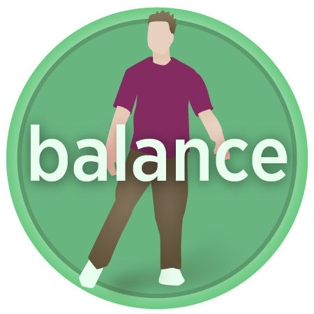 graphic of man standing on one leg to maintain balance