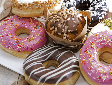 colorful donuts with trans fat