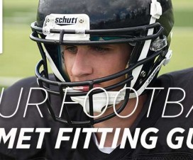 Video preview of football player with "Your Football Helmet Fitting Guide" txt and Marshfield Clinic logo