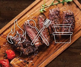 steak on cutting board - cookout food