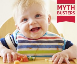 happy toddler eating fruit - Myth Busters