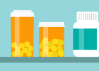 pill bottles in medicine cabinet