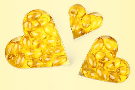 fish oil supplements in the shape of hearts
