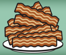 Illustration - plate piled high with bacon