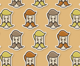 Illustration - Mustached men on orange background
