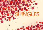 Stylized illustration of shingles virus and text