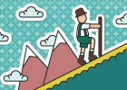 Illustration - Quitters win gameshow mountain climber