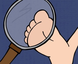 Illustration - looking at a foot through a magnifying glass