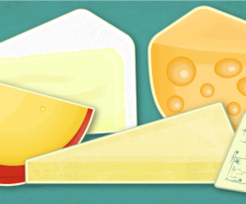 Illustration - 5 different types of cheese