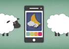 Illustration - Two sheep and a cell phone