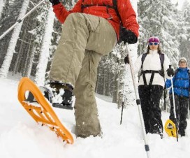 snowshoers exercising in winter