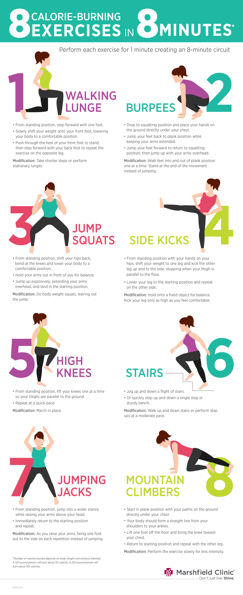 8 calorie burning exercises you can do in 8 minutes - illustration