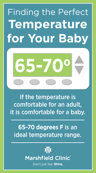 Perfect temperature for baby - between 65 and 70 degrees F is ideal