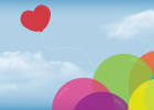 Single heart balloon floating away from a bunch of balloons - illustration
