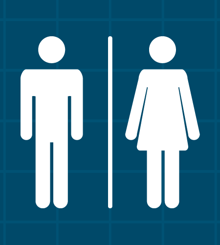 Man and woman bathroom signs