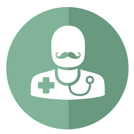 Man up series: Low T - doctor with mustache icon