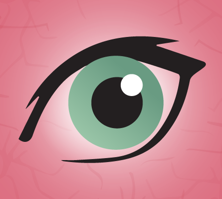 illustration of eye that is pink due to infection