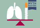 graphic illustration of lungs and cigarette on scale - Myth Busters
