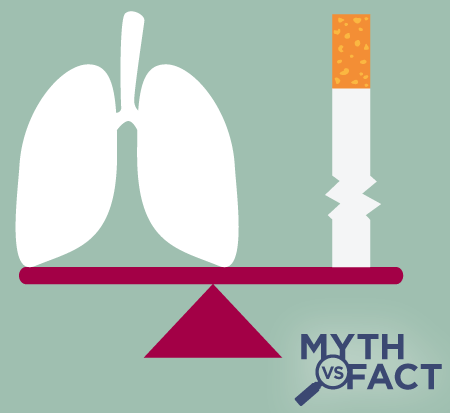 graphic illustration of lungs and cigarette on scale - Myth Buster