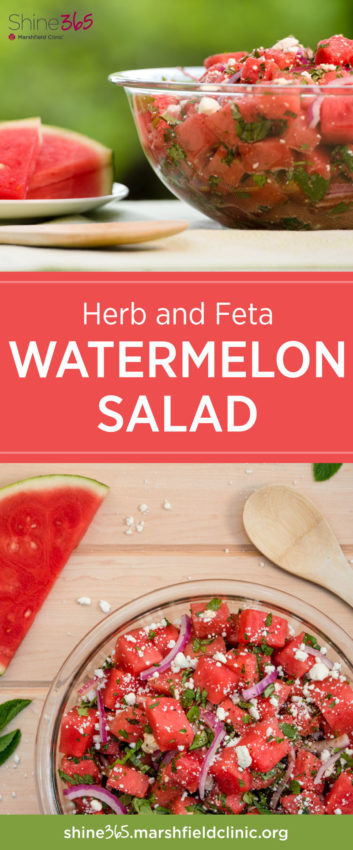 Herb and feta watermelon salad