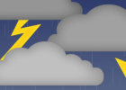 Illustration of clouds, rain and lightning - Lightning safety