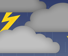 Illustration of clouds, rain and lightning - Lightning safety