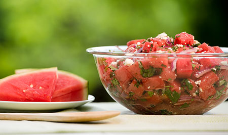 Herb and feta watermelon salad