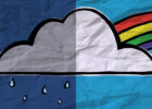 Illustration of a cloud, half with a rainbow, half raining – Bipolar disorder