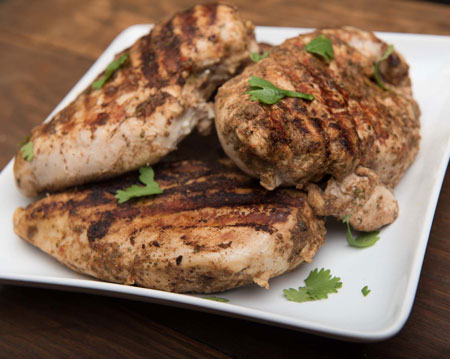 Close up of chicken grilled with kicked up metabolic marinade recipe
