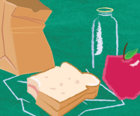 chalk illustration of a brown bag lunch - healthy lunch box options