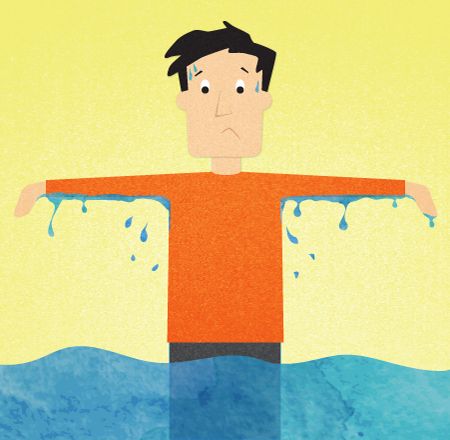 Illustration of a man drenched in sweat - When is sweating a problem?