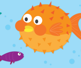 Illustration - Puffer fish in a sea of little fish - Bloating
