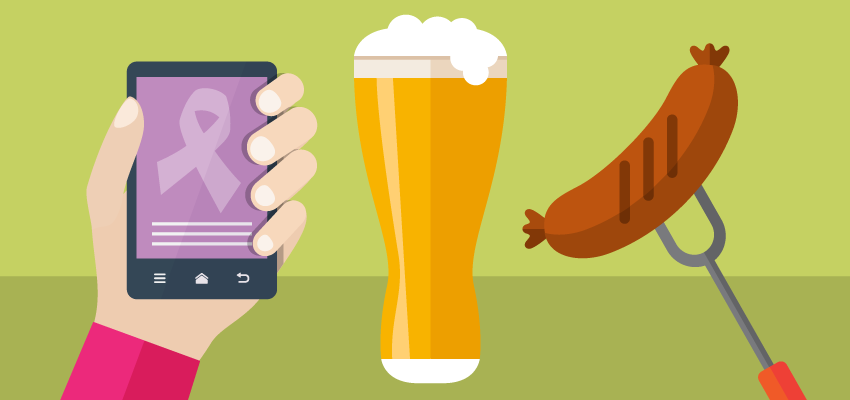 Illustration - Cell phone, pint of beer, grilled sausage - Surprising cancer risks