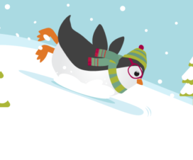 Illustration - Penguin sliding down a hill - Hypothermia vs frostbite