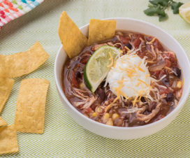 Tortilla soup in a bowl - Canned food