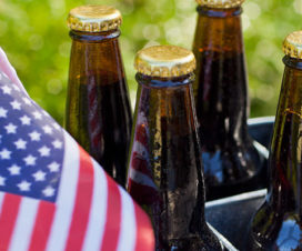 American flag and beer