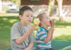 Two boys eating ice cream - Brain freeze
