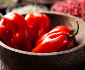 Bowl of red chili peppers and other spices - Are spicy foods good for you?