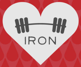 Heart with a bench press barbell graphic - Anemia and iron