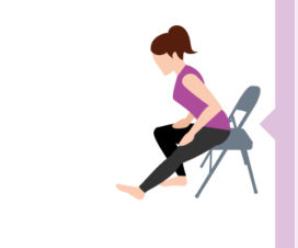 Graphic of woman sitting in a chair stretching - Stretches for tight hips