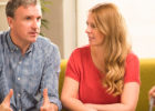 Man and woman talking to a counselor - Genetic counseling