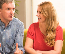 Man and woman talking to a counselor - Genetic counseling